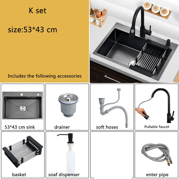small kitchen sink above counter or udermount vegetable washing basin sink kitchen black stainless steel seamless welding pia