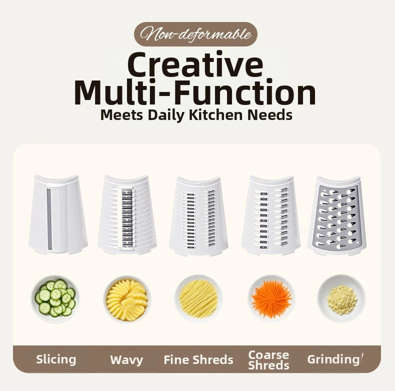 Household Manual Slicer, Stainless Steel Multi-Blade Design, Non-Slip Base, Portable And Easy To Clean, Kitchen Artifact