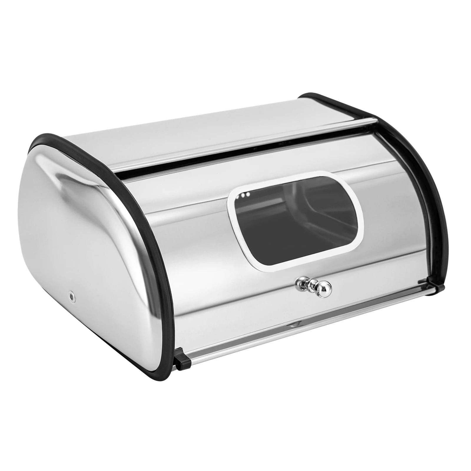 Stainless Steel Bread Box, 1.32Gal Capacity, Oval Shape, Viewing Window, Keeps Bread Fresh, Easy to Clean