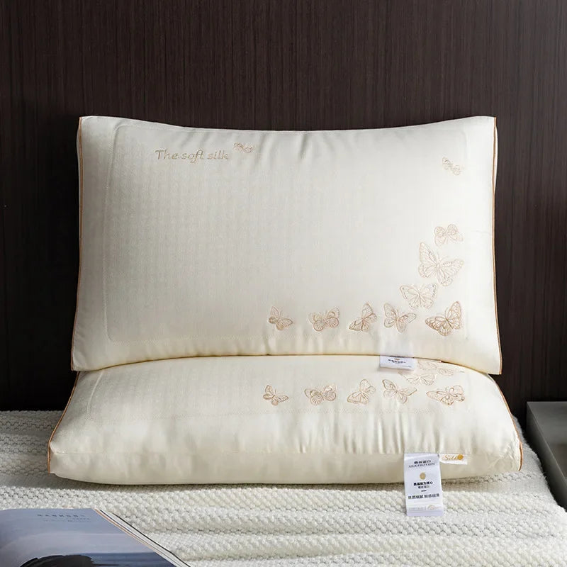 2025 new silkworm chrysalis protein butterfly silk pillow 48x74cm one pack/pair household breathable silk pillow