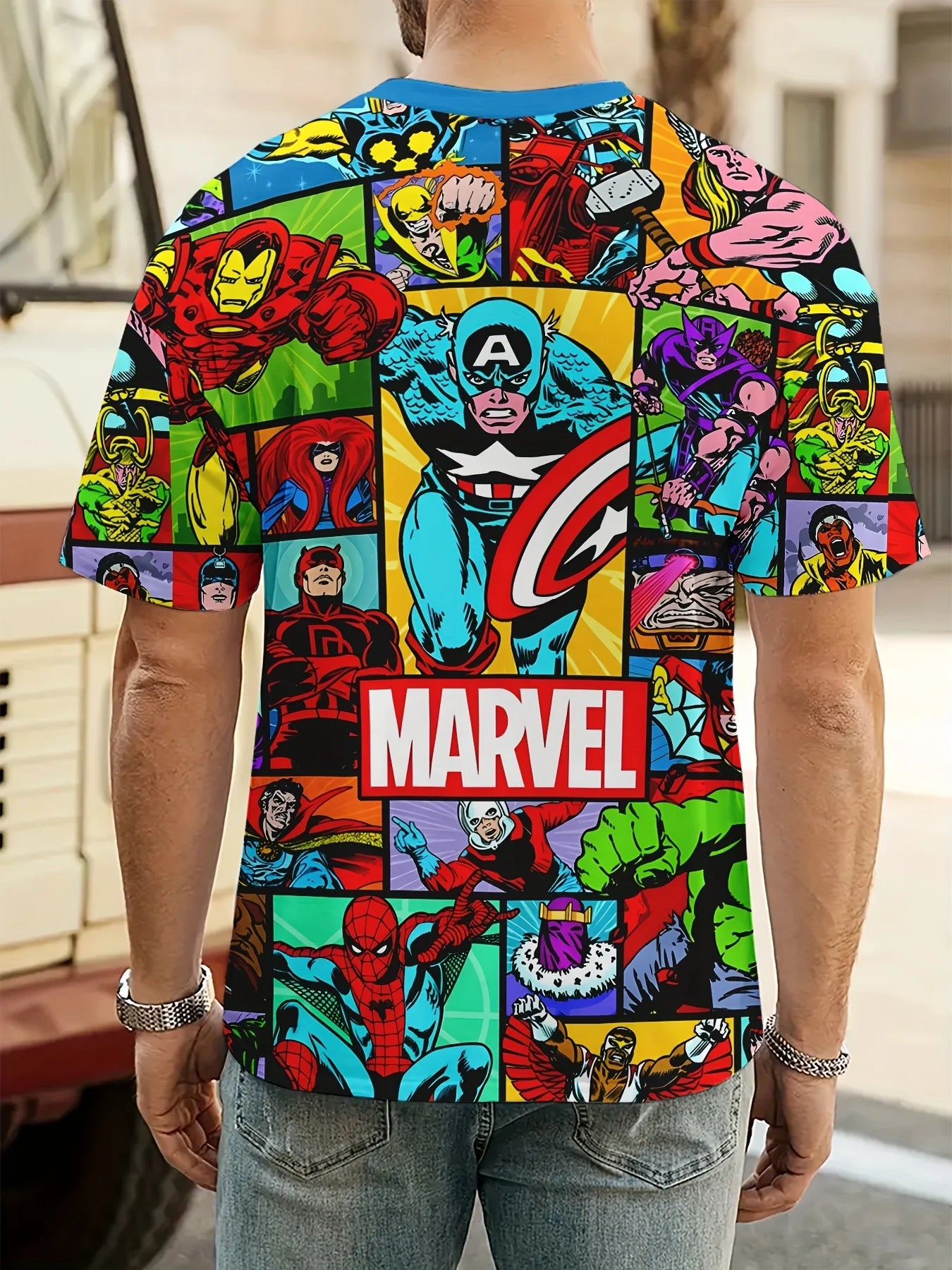 Marvel Heroes T-Shirt Graphic Tee Funny Slogan Letter 3D Print Casual Clothing Vintage Designer Summer New Independence Day Tee