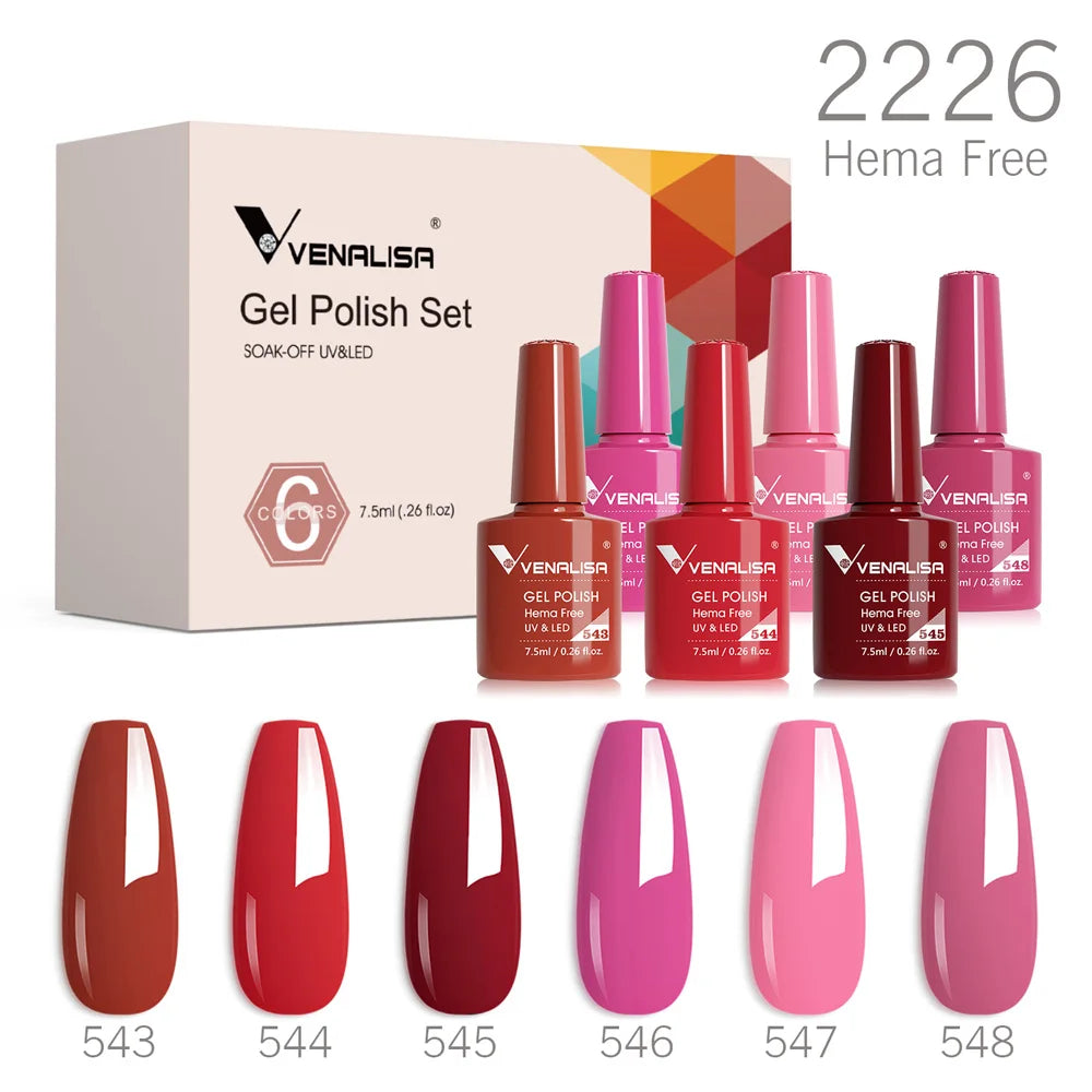 6pcs/kit VENALISA Collection de couleurs de Noël Ongles d’hiver