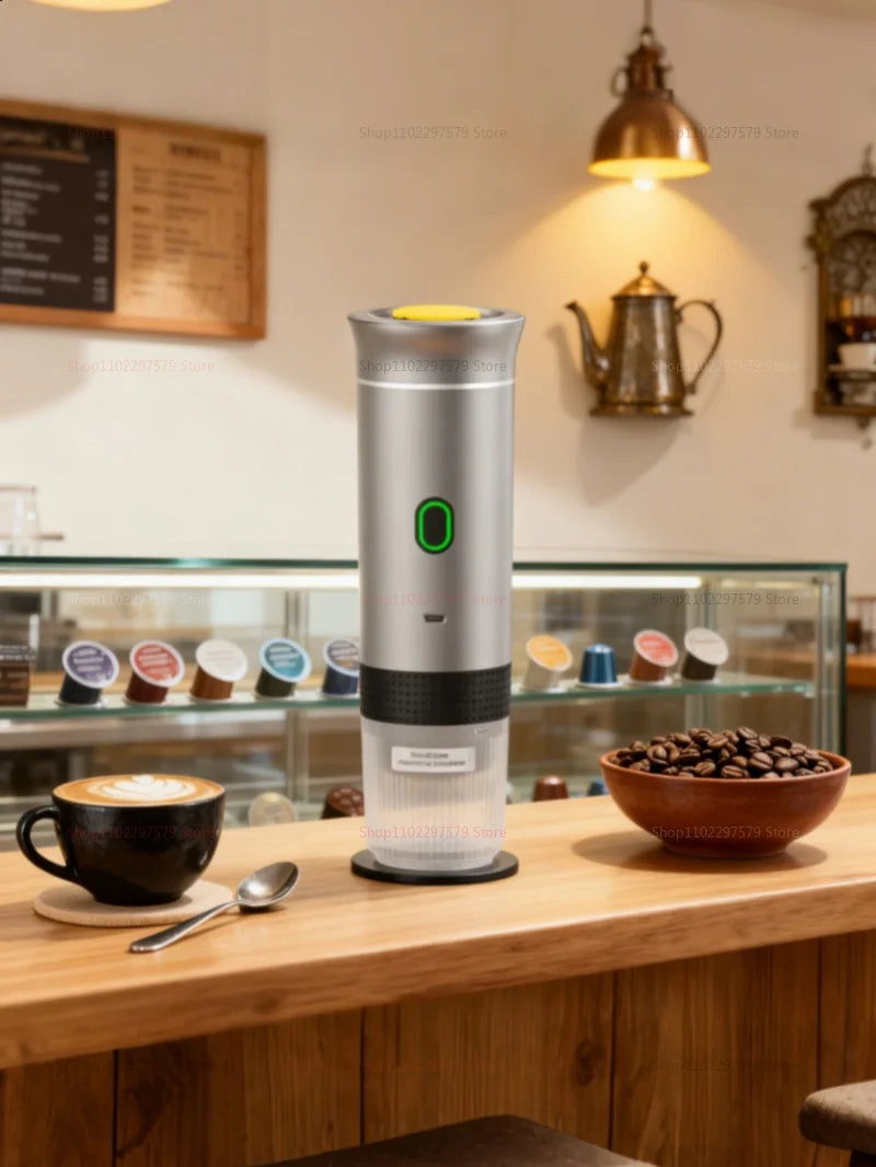 Wireless Electric Portable Coffee Machine for Car & Home Camping Coffee Maker 3-in-1 Capsule Powder Travel Espresso Machine