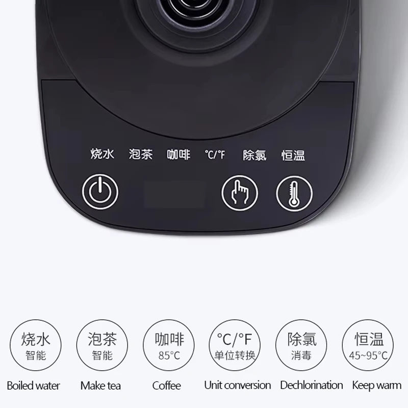 Electric Kettle 800ml Gooseneck Hand Brew Coffee Pot Thermo Pot 304 Stainless Steel Teapot Smart Temperature-Control Water Jug