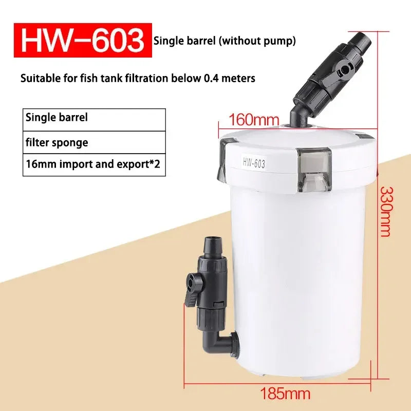 SUNSUN Outside Filter Barrel Silent Filter Barrel Aquarium Filter Pump Fish tank External Filter Fish Tank Accessories HW-602B