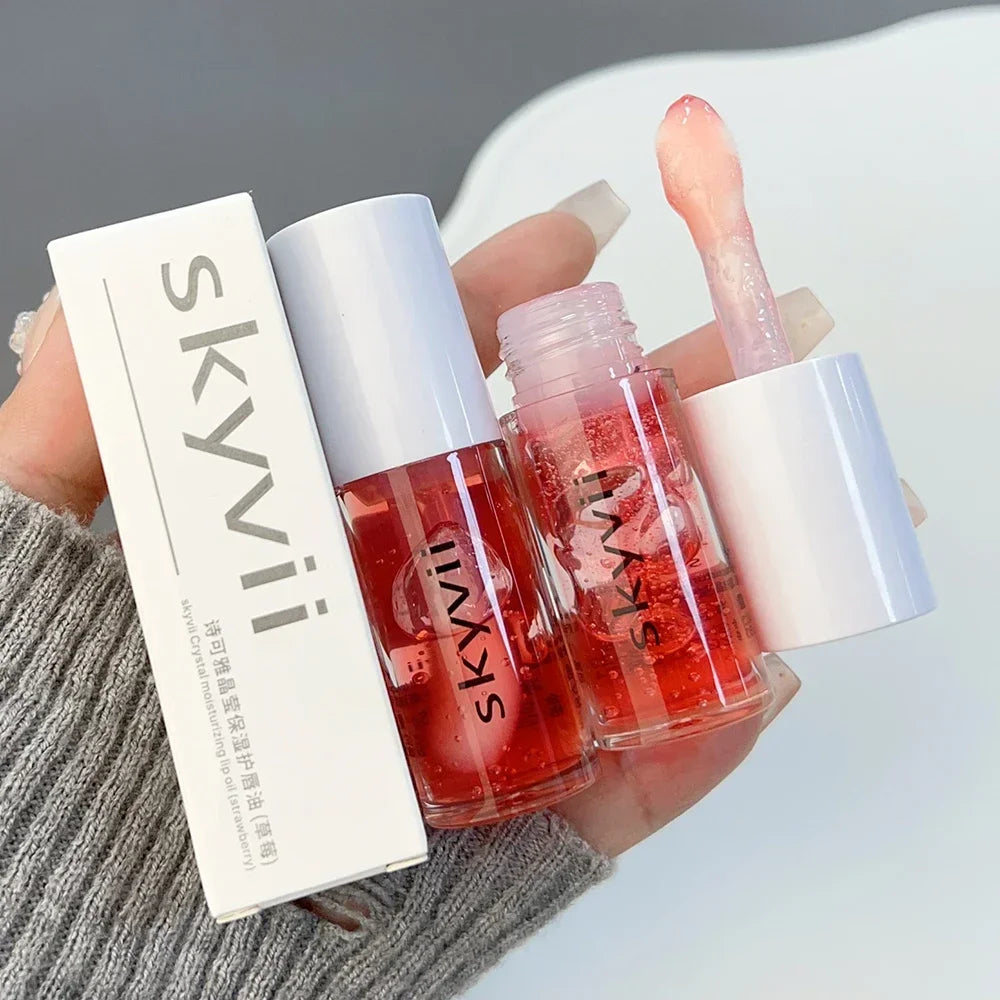 Strawberry Jelly Lip Oil Glossy Tint Glaze Lipstick Moisturize Liquid Fruit Jam Lip Beauty Treatment Transparent Hydrating Balm