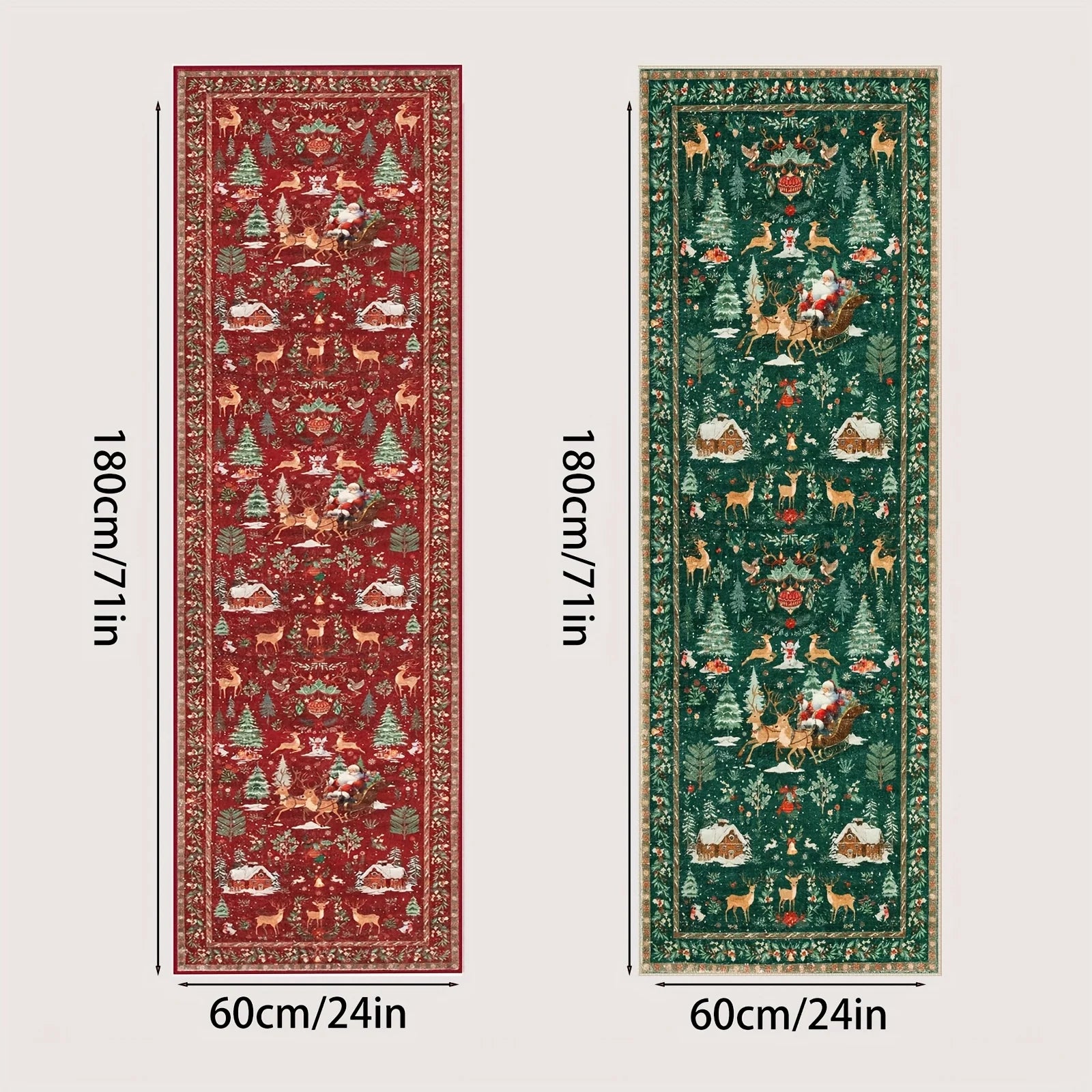VIKAMA Red Christmas Hallways Runner Rug 2x6 Non Slip Washable Soft Christmas Tree Santa Claus Entryway Mat Bedside Home Decor