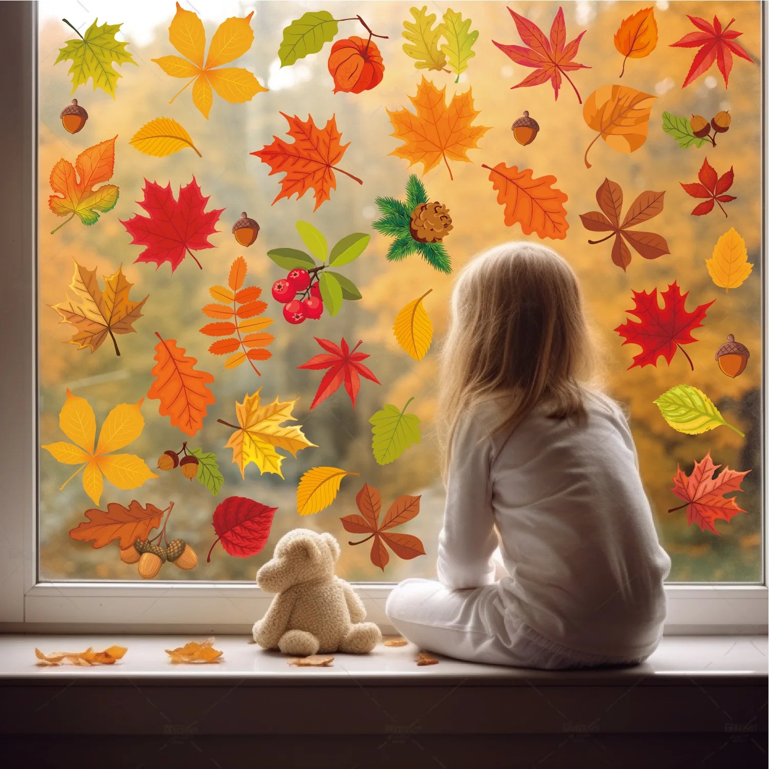 Autumn Window Clings for Glass  Autumn Clings for Windows Fall Window Stickers Thanksgiving Autumn for Home Office Decorations