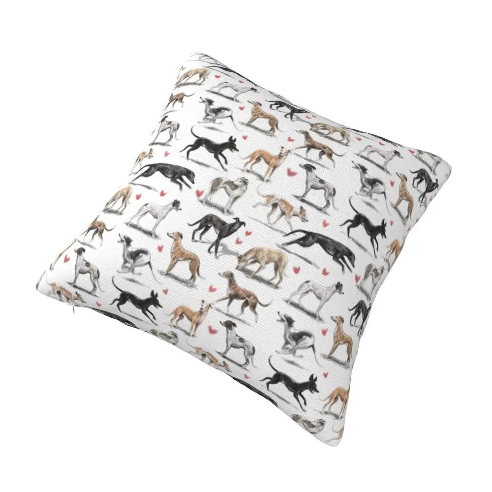 Custom Cute Whippet Greyhound Pillow Case Decor Home Hound Dog Luxury Cushion Cover Car Pillowcase
