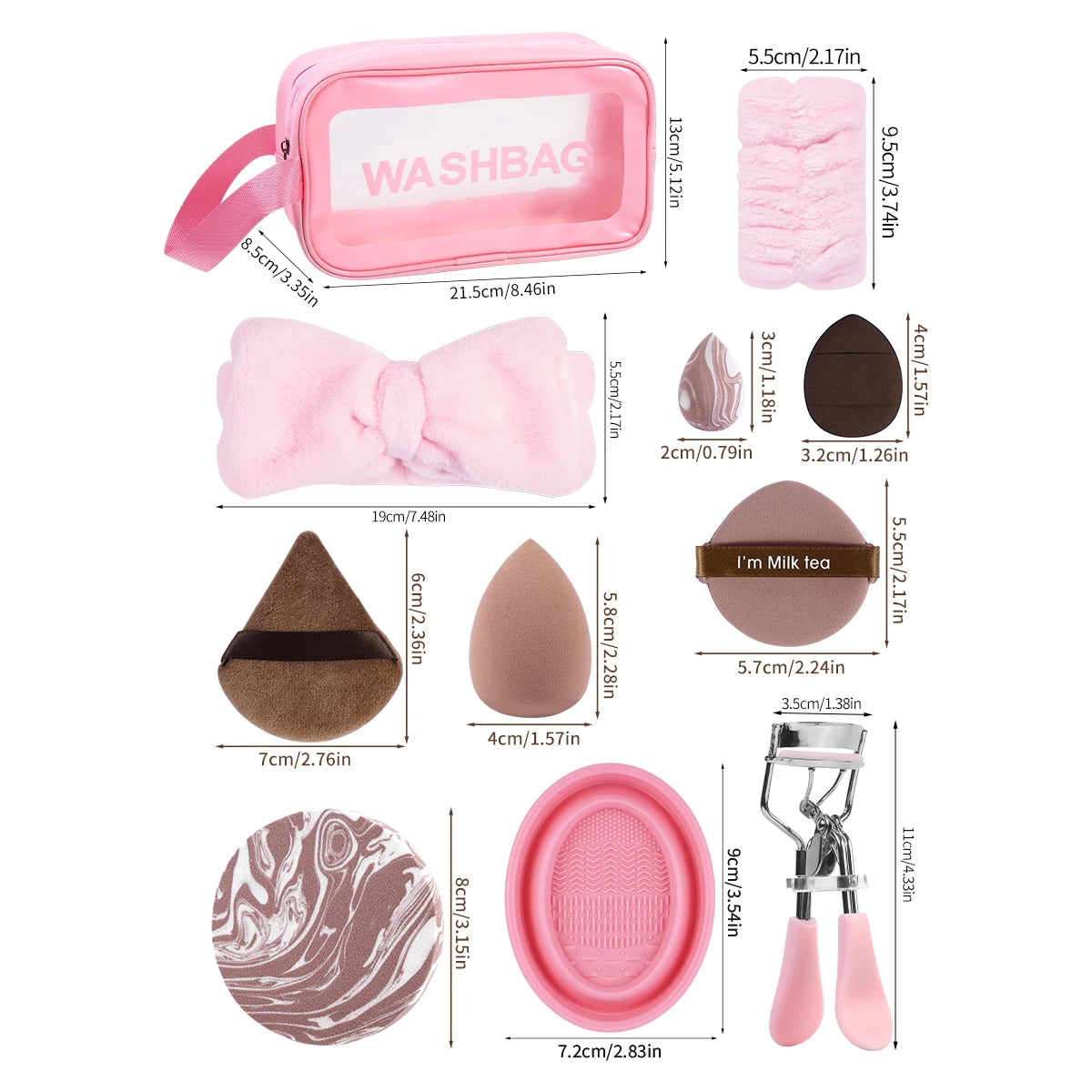 42pcs Kit de maquillage multifonctionnel Comprend 20pcs pinceaux avec sac de lavage