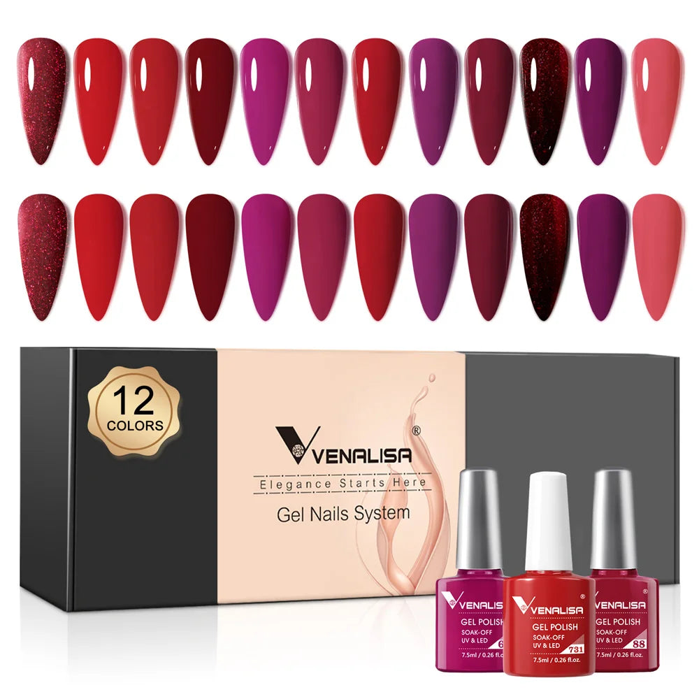 12pcs/kit Venalisa Vernis à ongles gel pigmentée Terre brune