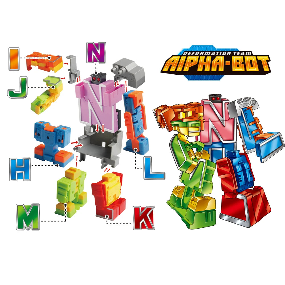 Alphabet Robot Transformation Toys, 26 Letters A-Z Deformation Robot for Kids Education