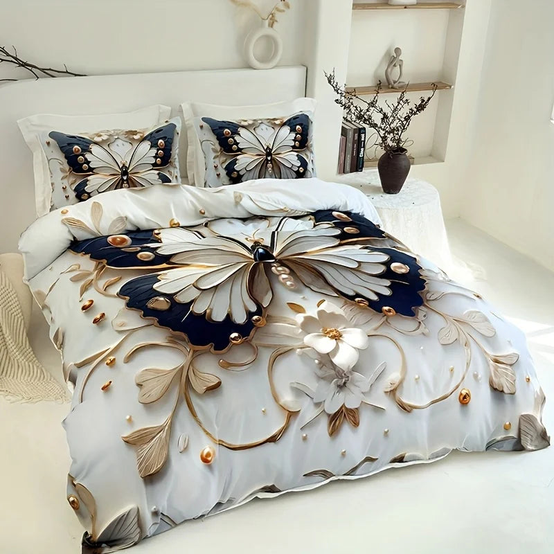 Luxury Bedding Set 3D Printing Butterflies 2-3 Piece Set (No Core) Suitable for Bedroom Duvet Cover Set Gift Halloween HomeDecor