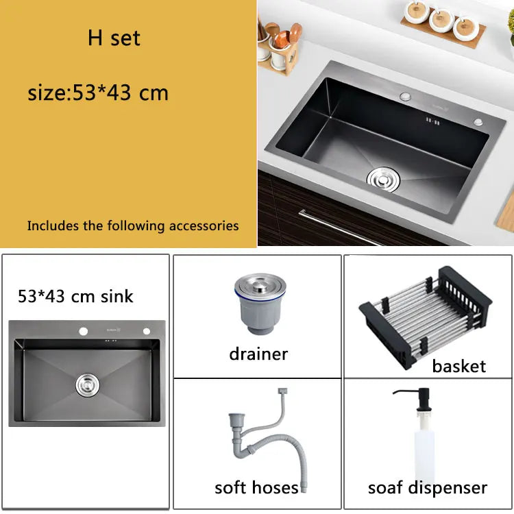small kitchen sink above counter or udermount vegetable washing basin sink kitchen black stainless steel seamless welding pia