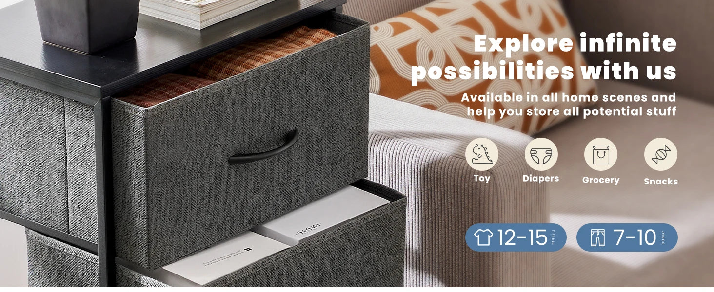 JIAN-Armoire de Rangement pour Vêtements, Commode pour Chambre à Coucher, 4 Tiroirs de Proximité en Tissu, Armoire à Cadre en Acier