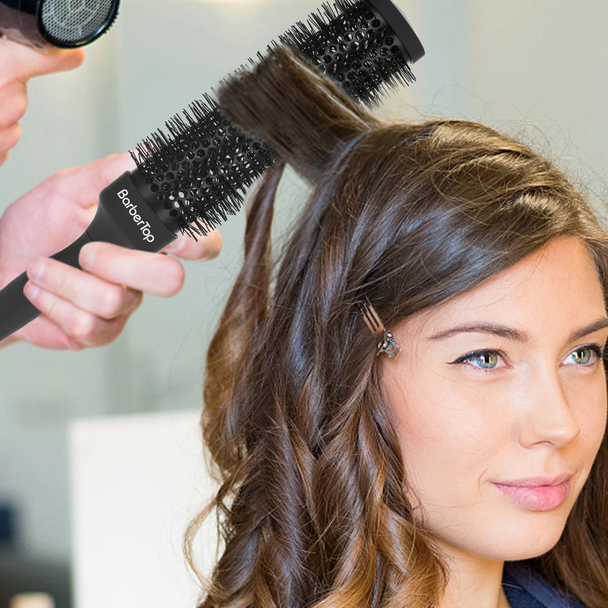 BARBERTOP Peigne rond cheveux bouclés