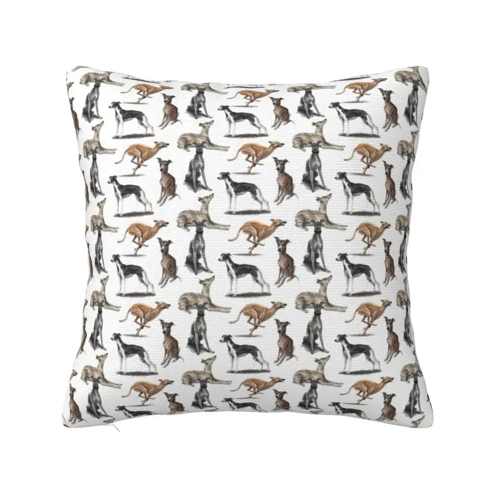 Custom Cute Whippet Greyhound Pillow Case Decor Home Hound Dog Luxury Cushion Cover Car Pillowcase