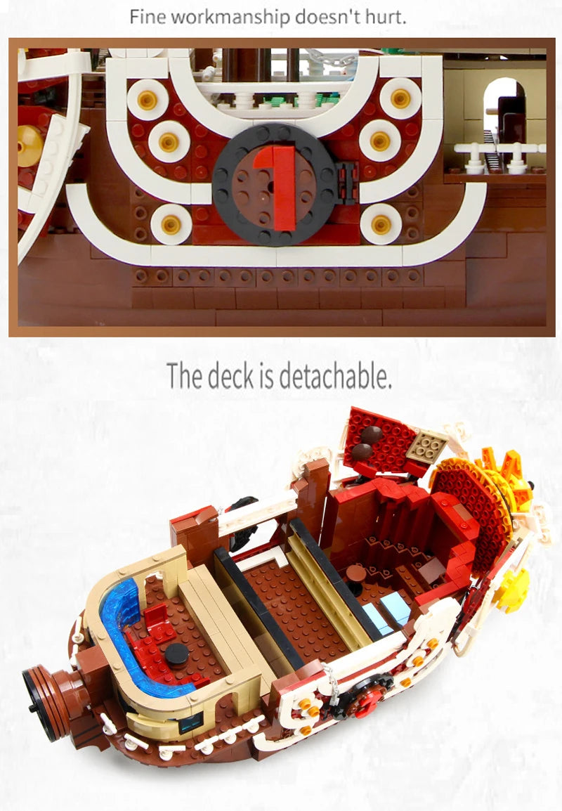 2022 New Anime One Piece Going Merry Thousand Sunny Model Building Blocks Bricks Kit Luffy Zoro Sanji Figures Set Kid Toys Gift