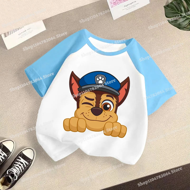 PAW Patrol T-shirt Children Clothing Chase Skye Cartoon Anime Short Sleeve Boy Girl Kawaii Fashion Tee Cute Kid Home Clothes Top