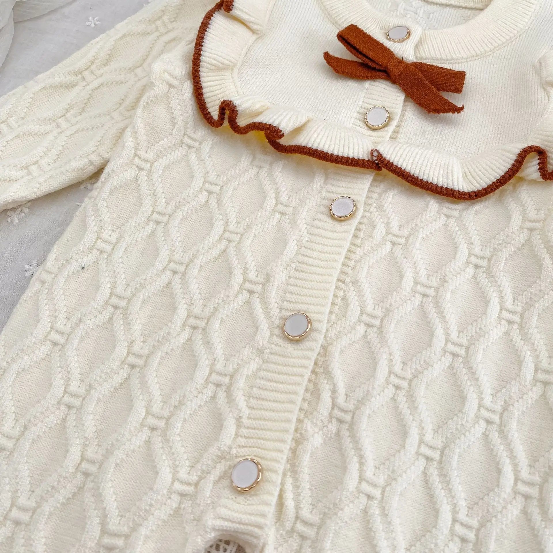 Christmas Baby Rompers Clothes Hat Autumn Winter Knitted Bow Newborn Girls Jumpsuits Fashion Solid Plain Toddler Kids Rompers