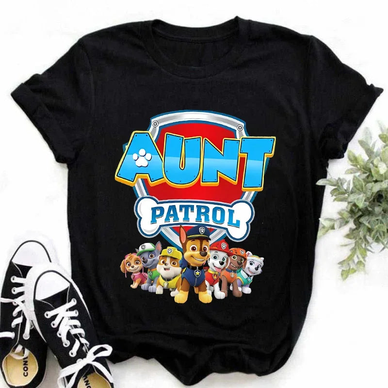Paw Patrol Summer Tops Cotton T-shirt White Shirt Print Women Cartoons Fashion Black Clothes Man Adult Tee Short Sleeve Clothing