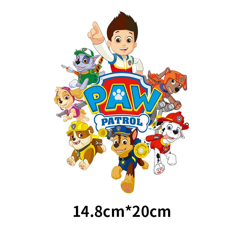 Cute Paw Patrol Patches for Clothes Children Clothes Sticker Diy Hoodies T-Shirt Heat Press Appliqued Iron Sticker