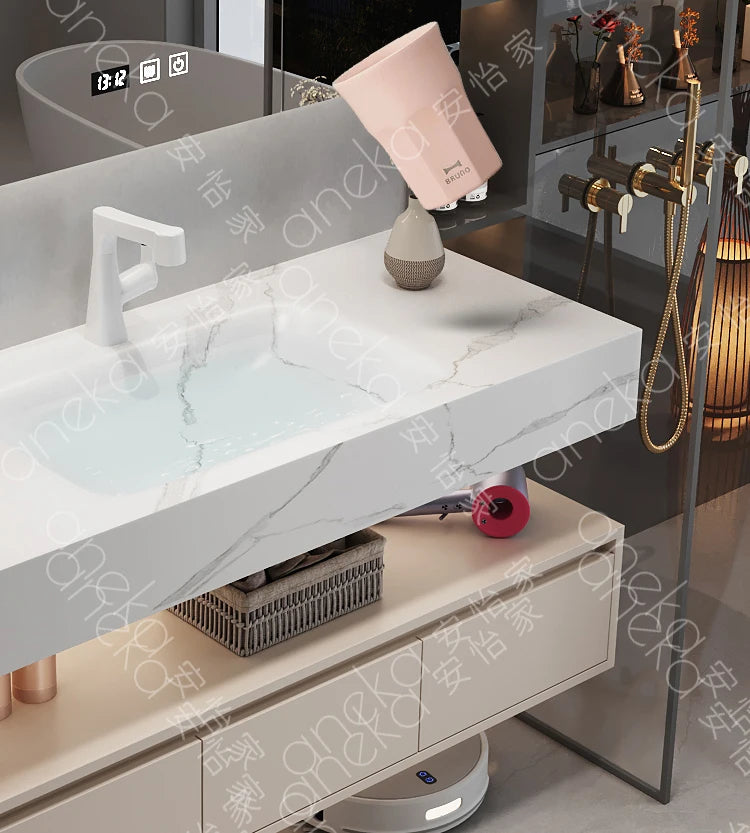 Armoire de salle de bain légère en bois massif, toilettes de rangement Vintage, vanité de salle de bain, miroirs de maquillage, meubles Para Banheiro