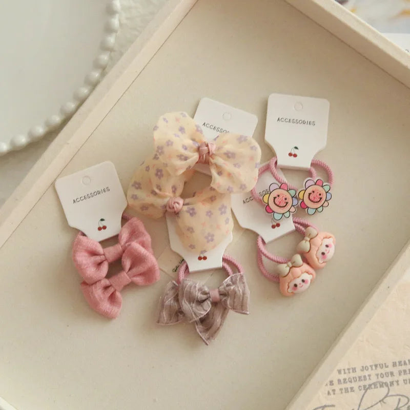Elastic Hair Bow for Children, Children's Headwear, Hair Accessories for Girls, Cute Hair ties, Lovely Hair Rope, 10Pcs per Lot