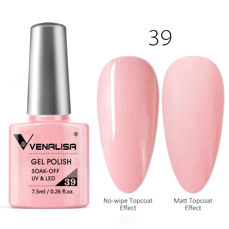 VENALISA Nail Gel Polish Full Coverage Holographic Camouflage Nail Varnish Manicure Lacquer Polish Soak Off UV LED Lacquer 7.5ML