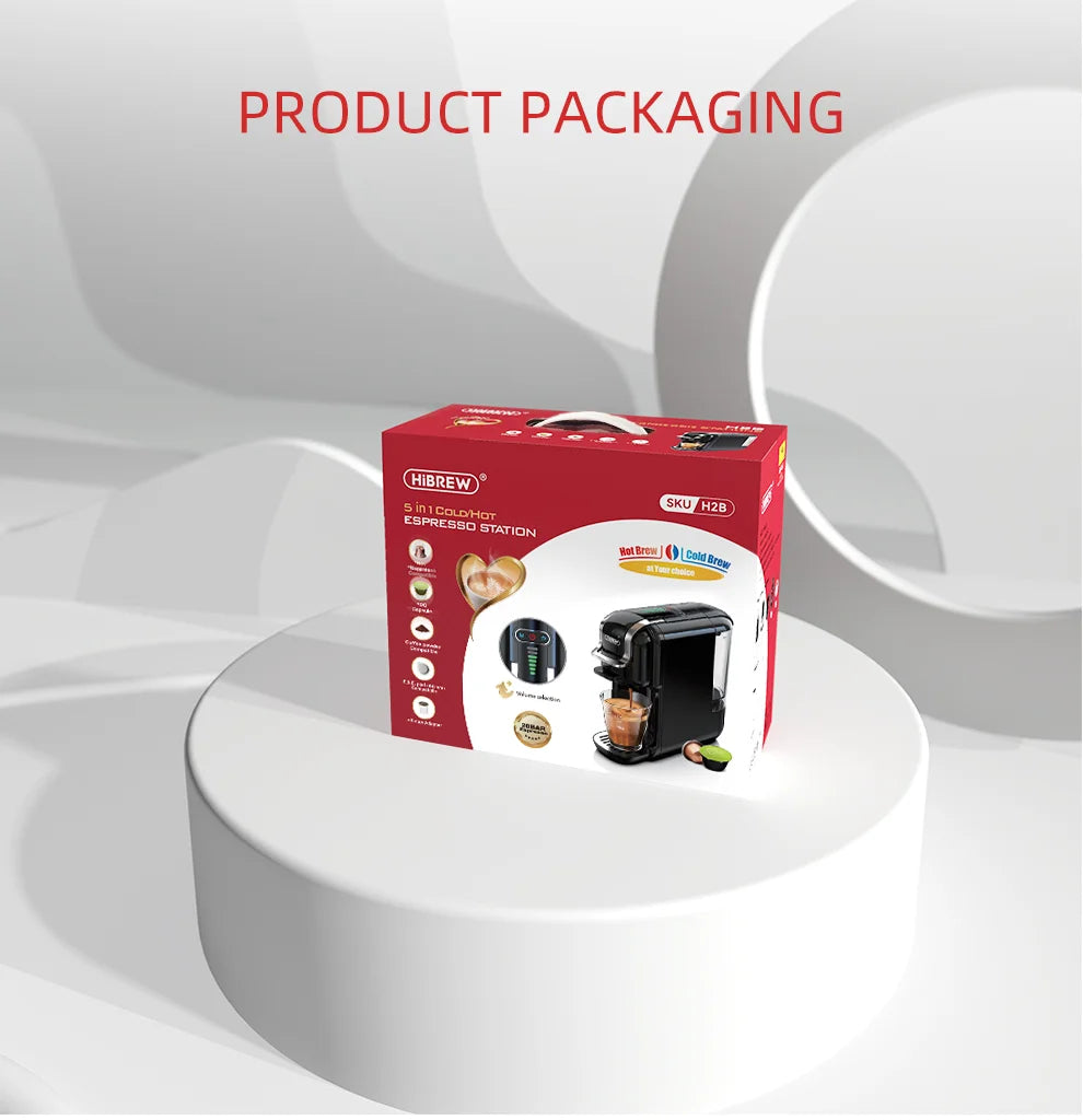 HiBREW Multiple Capsule Coffee Machine, Hot/Cold Dolce Gusto Milk Nespresso Capsule ESE Pod Ground Coffee Cafeteria 20Bar 5 in 1