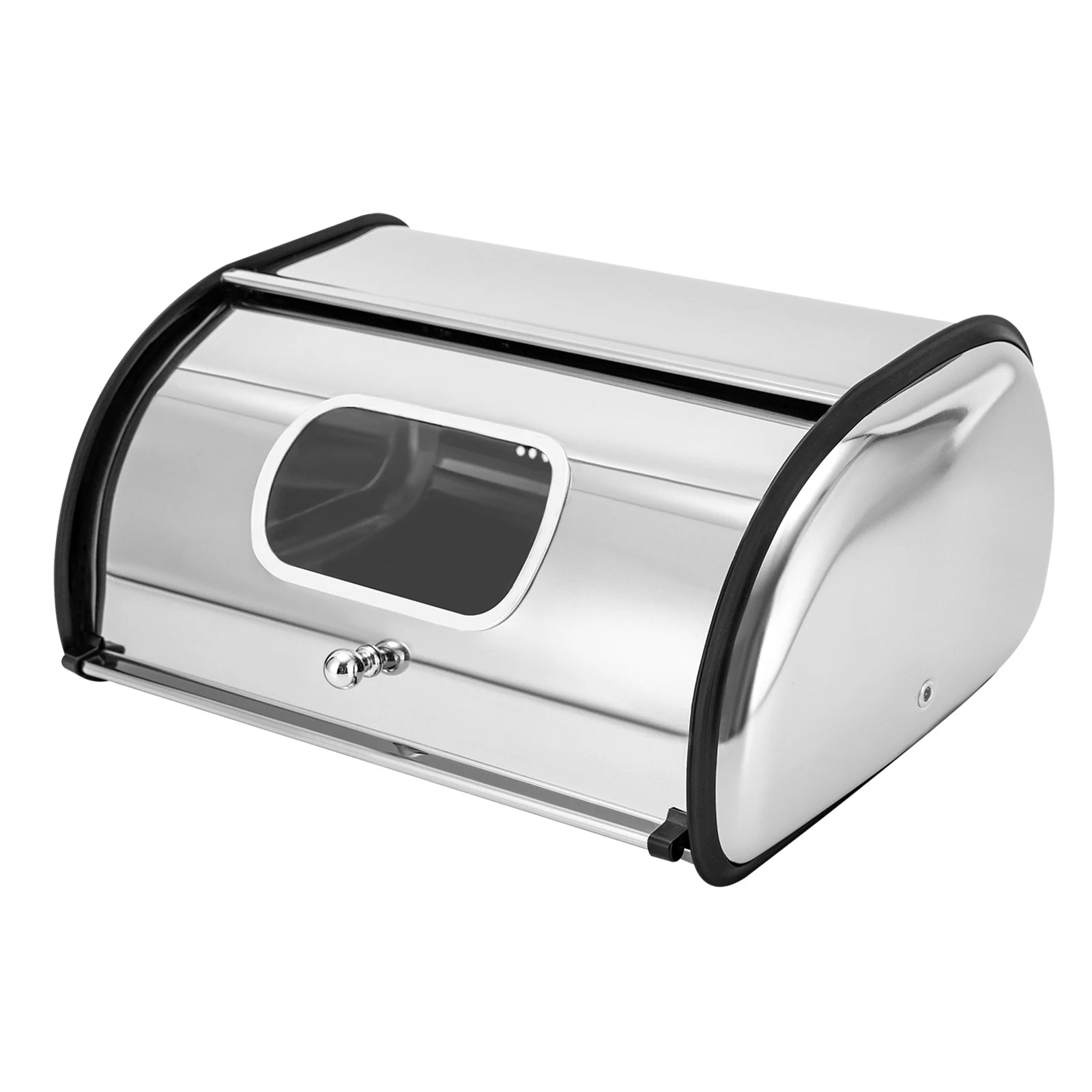 Stainless Steel Bread Box, 1.32Gal Capacity, Oval Shape, Viewing Window, Keeps Bread Fresh, Easy to Clean