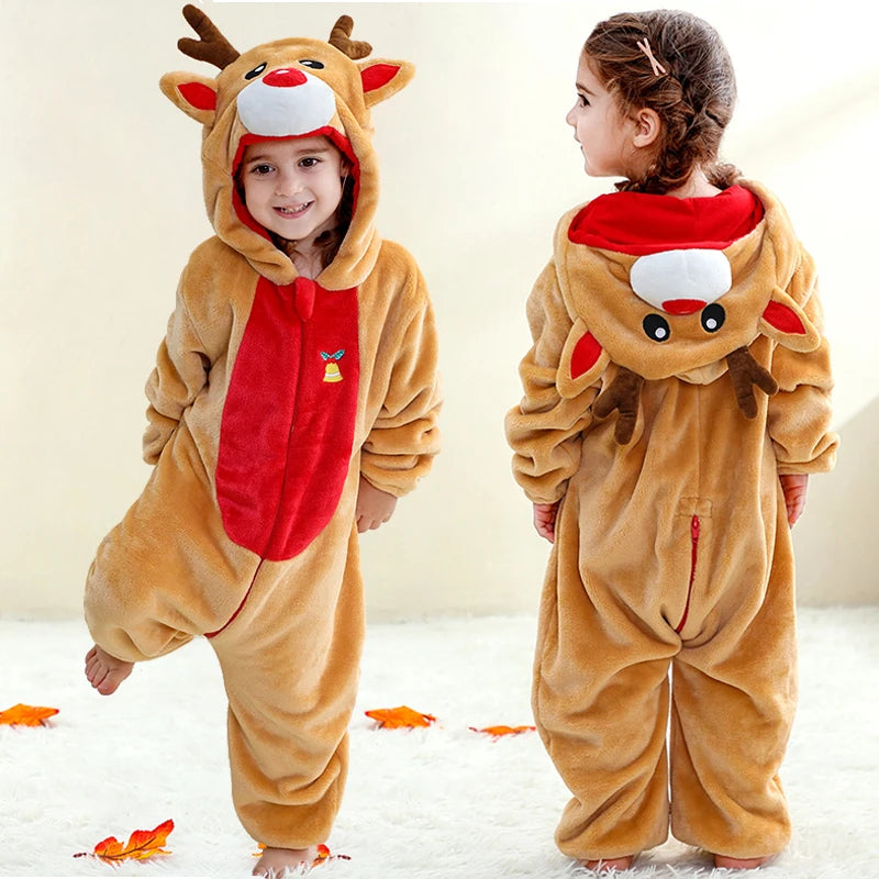 Winter Baby Rompers Baby Pijamas Halloween Ghost Bat Shark Deer Animal Cartoon Hooded Jumpsuits Cosplay Costume Boys Girl Pajama