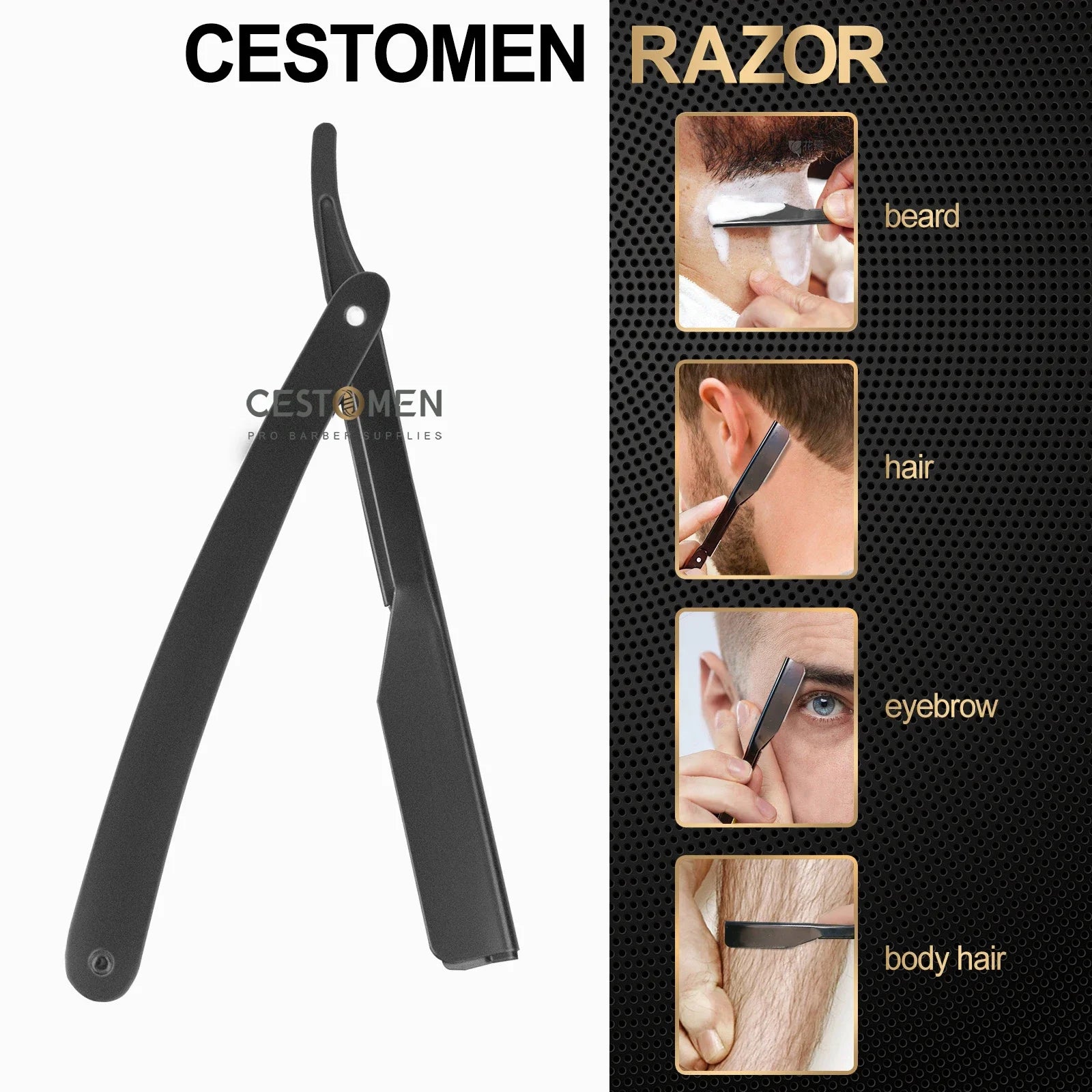 Rasoir de barbier coupe de cheveux barbe sourcils rasage outils dépilation manuelle rasoirs à bords droits