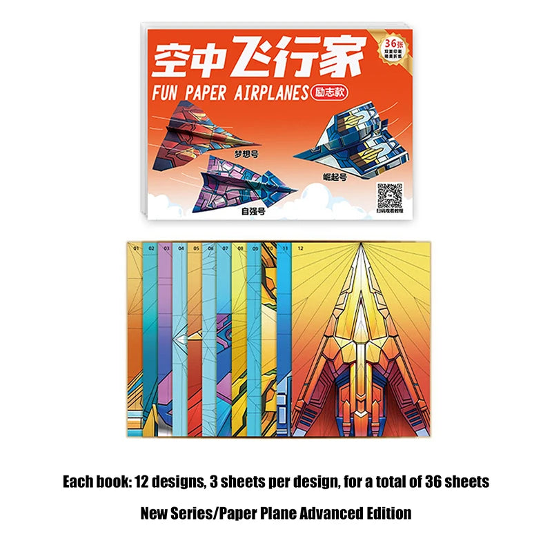 1set Paper Airplane Origami Belt Tutorial For Children Fun Handmade Three-dimensional Airplane For Baby Educational Toys