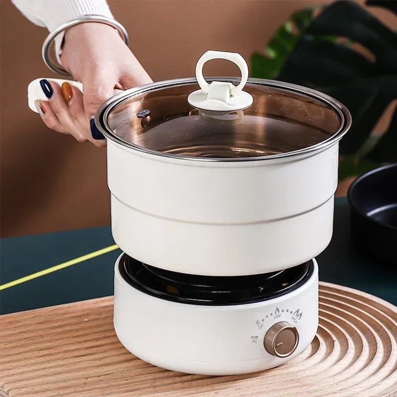 110V/220V Electric Cooker Portable Cooking Pot Foldable Hotpot 1.6L Multi cookers Split Type Rice Cooker Frying Pan Home Travel