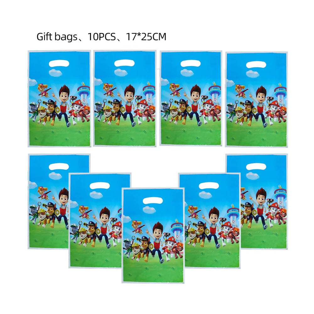 New Paw Patrol Birthday Party Decor Dogs Skye Disposable Tableware Tablecloth Plate Cup Gift Bag Kids Boy Favor Gifts Kids Toys