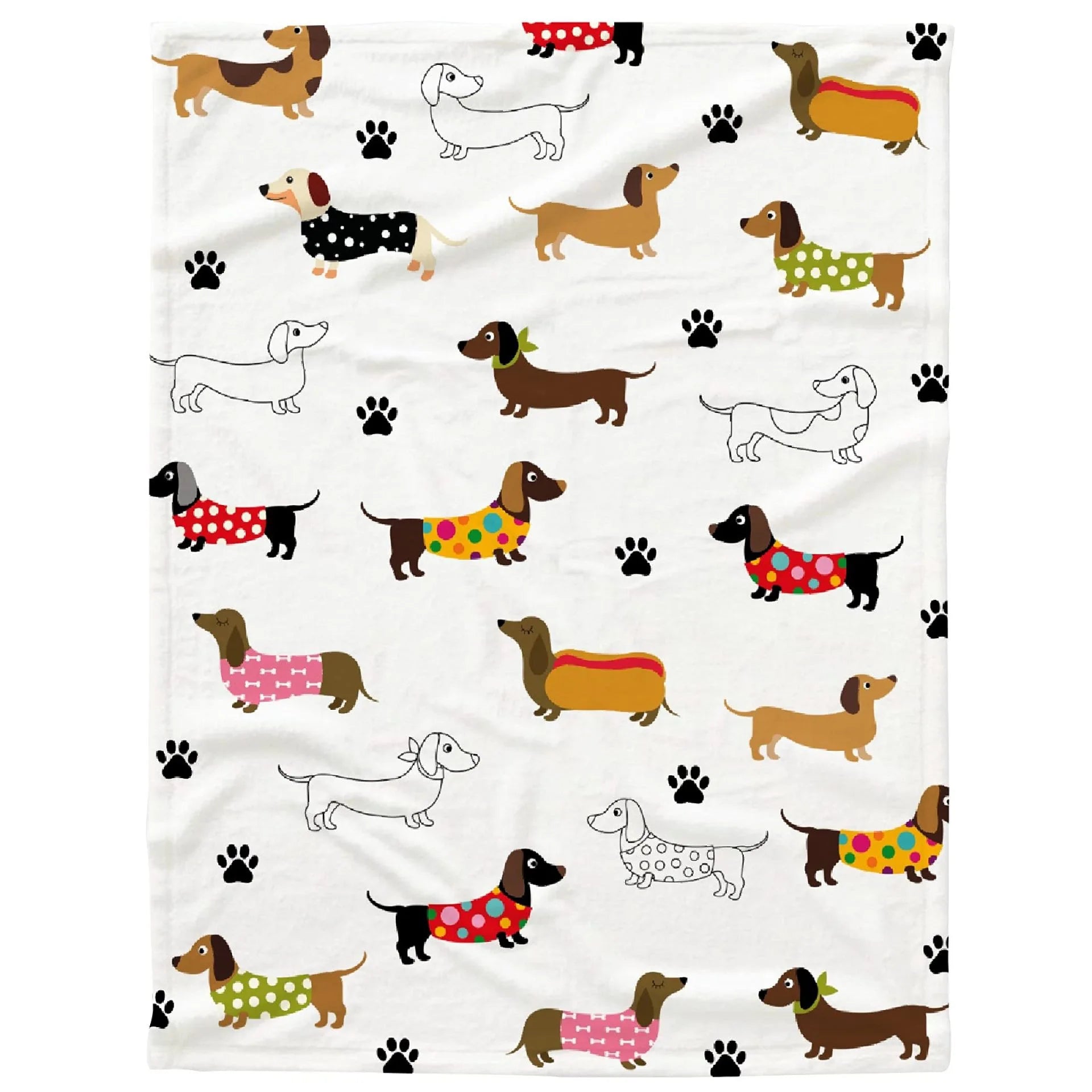VIKAMA Cute Dachshund Blanket, Soft And Skin-Friendly Flannel Cartoon Printed Blanket, Sofa, Bedroom, Dormitory, Nap Blanket