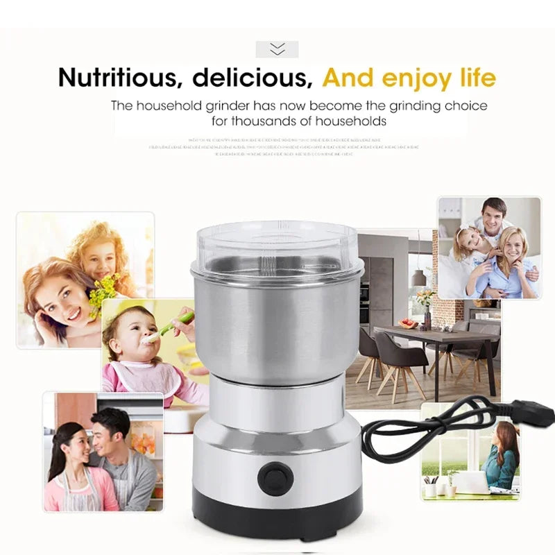 Mini Electric Grinder 300ml Ultrafine Pulverizer for Baby Food Coffee Spice Pepper Grain Mill with 2/4 Blades for Household Use