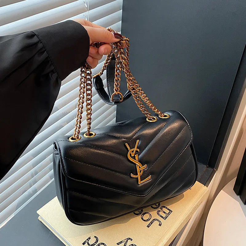 2025 Embroidered Quilted Chain Bag, Women's Luxury Crossbody Purse, Vintage Diamond Pattern Shoulder Bag with Stitching