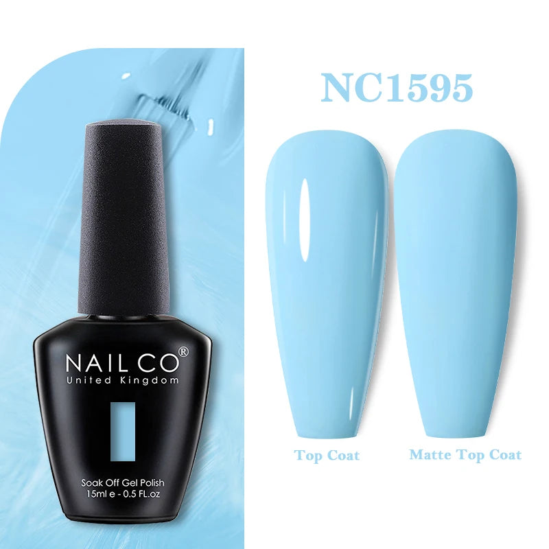 NAILCO Vernis Semi Permanent UV Gel Nail Polish Black White Color Nails Art Manicure TOP BASE Varnish Hybrid Nail Professionals