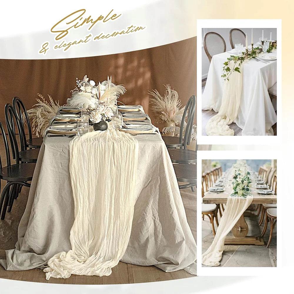 Lilac Purple Cheesecloth Table Runner Boho Rustic Gauze Lavender Purple Table Runner Wedding Bridal Shower Birthday Decoration