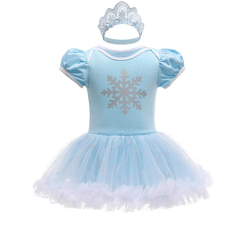 Baby Girl Princess Jumpsuit Party Anna Elsa Romper Tutu Snow White Dress Costume Halloween Fancy Fairy Bodysuit For Newborns