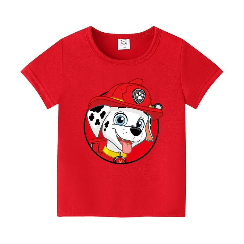 Paw Patrol Child Short Sleeve T-shirt Cartoon Chase Skye Print Cotton Tees Boy Girl Summer Casual Tops Kawaii Kids Birthday Gift