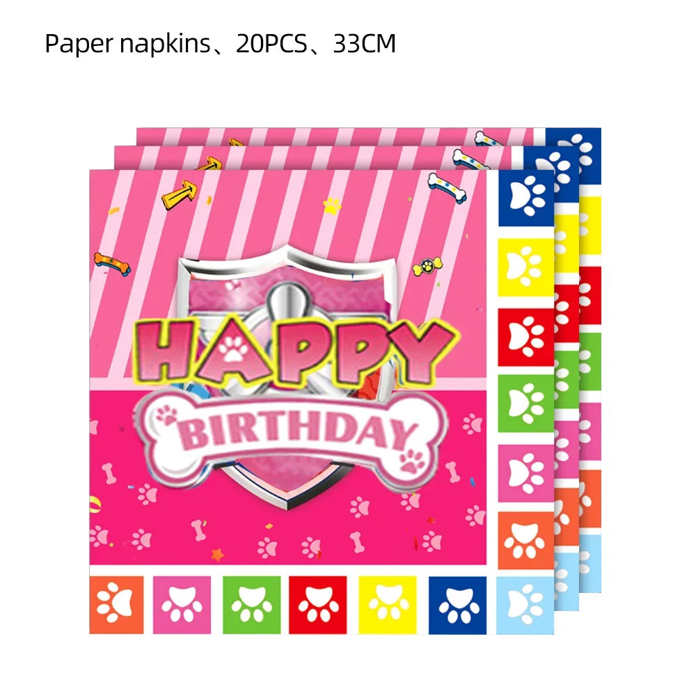 New Paw Patrol Birthday Party Decor Dogs Skye Disposable Tableware Tablecloth Plate Cup Gift Bag Kids Boy Favor Gifts Kids Toys