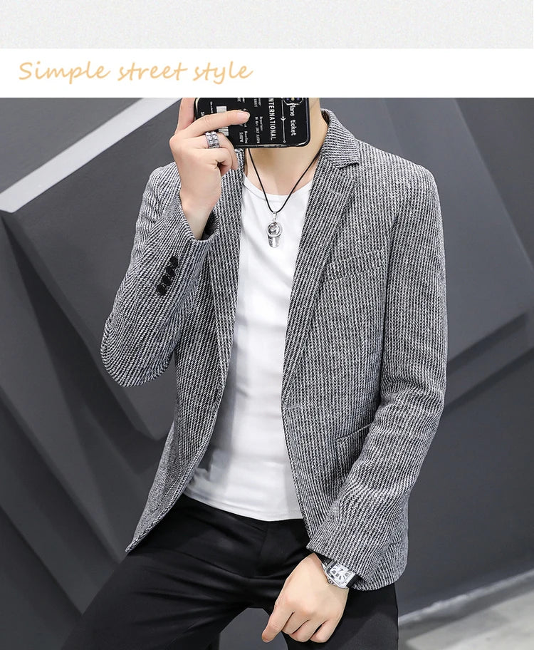 Nouveau Blazer pour homme mode Gentleman slim laine