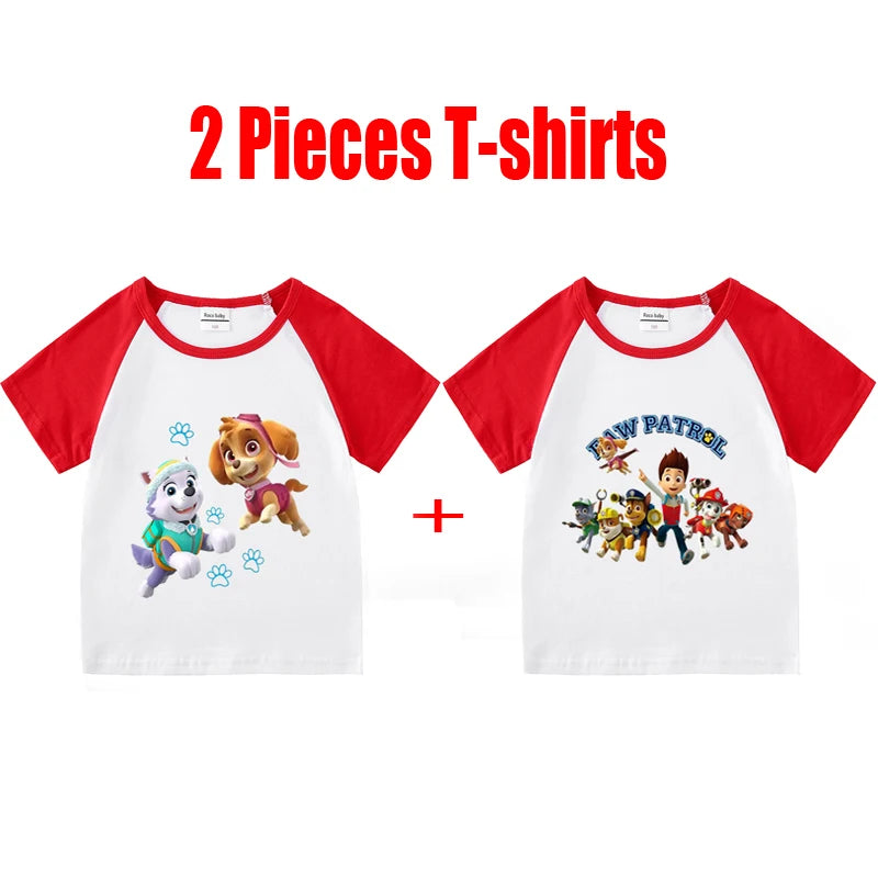 Children's PAW Patrol T-Shirt Kids Clothes Boys Girls Summer Cartoon Tops Short Sleeve Clothes 100% Cotton Baby Clothing