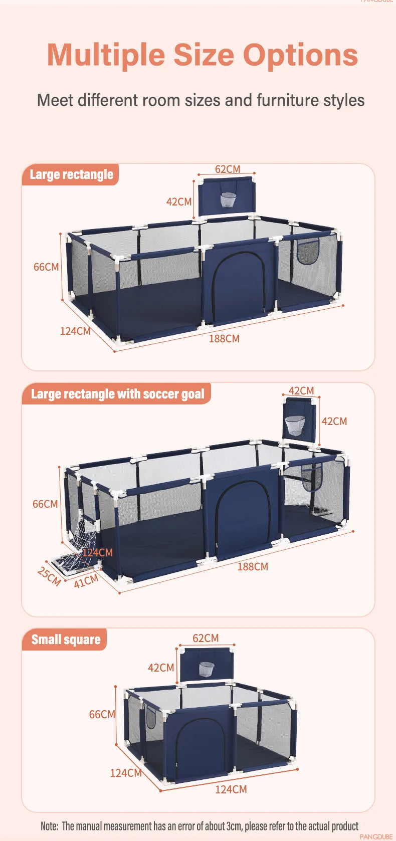 PANGDUBE Baby Playground Playpen for Baby and Toddlers Thicken Steel Pipes & Cloth Baby Fence Play Park Baby Activity Fence