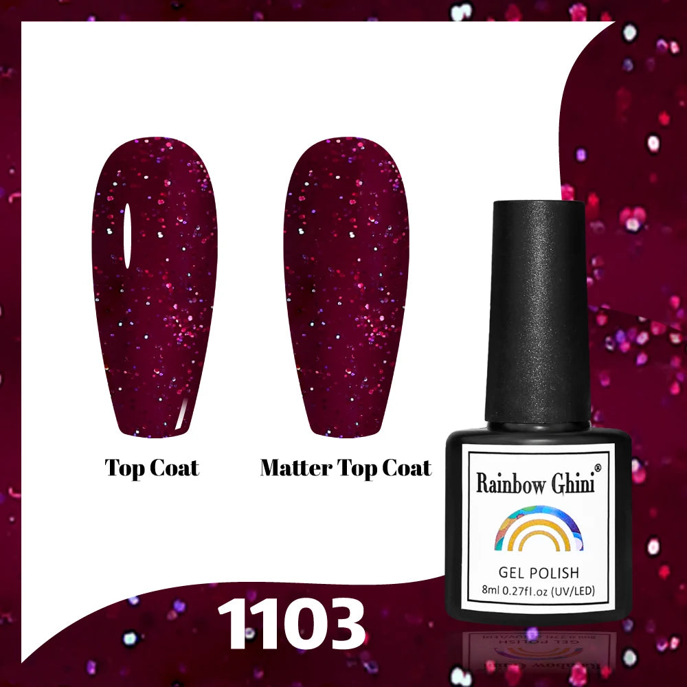 Gel Vernis à ongles semis permanents Paillettes 8Ml 150 couleurs