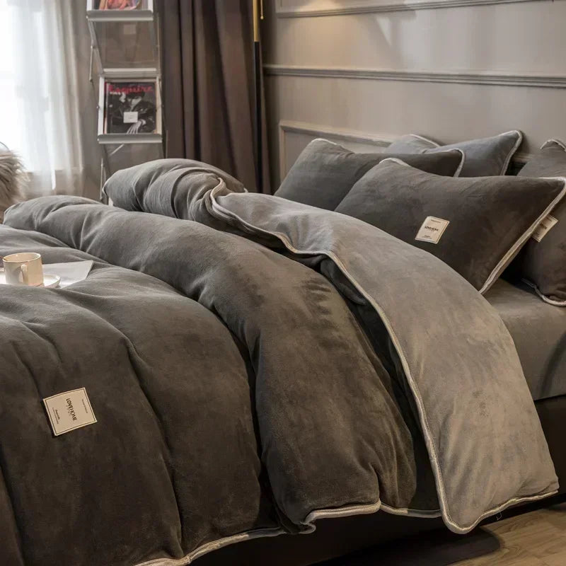 Winter New Coral Velvet Warm Quilt  Cover Soft Plush Quilt Cover Flannel Duvet Cover Bedding Home housse de couette 이불커버