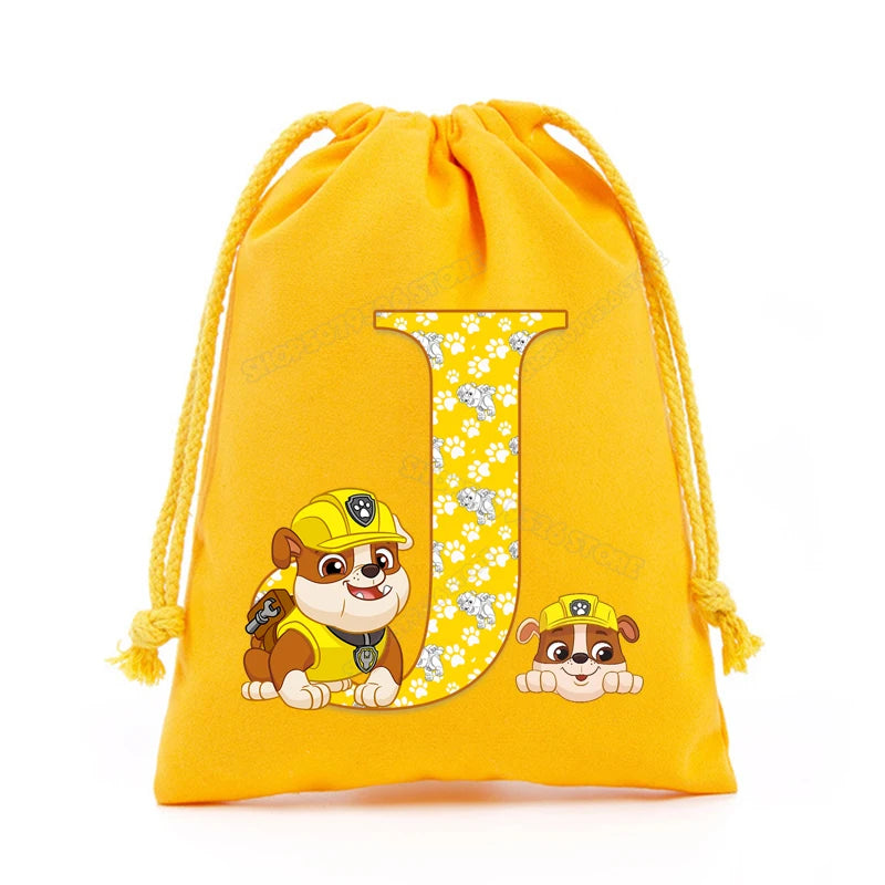 Paw Patrols Drawstring Storage Bag Rubble A-Z Letter Candy Gift Package Cartoon Key Pouch  Earphone Data Cable Dustproof Sacks